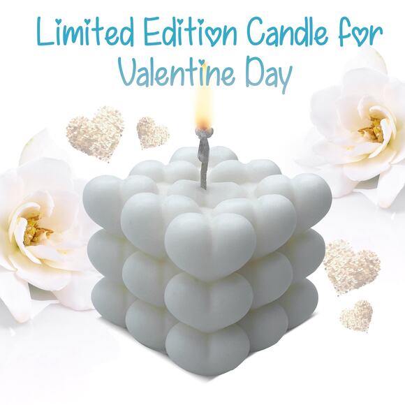 WHITE GARDENIA Heart Shaped Soy Wax Candle - 5.5 oz - Picture 5 of 5